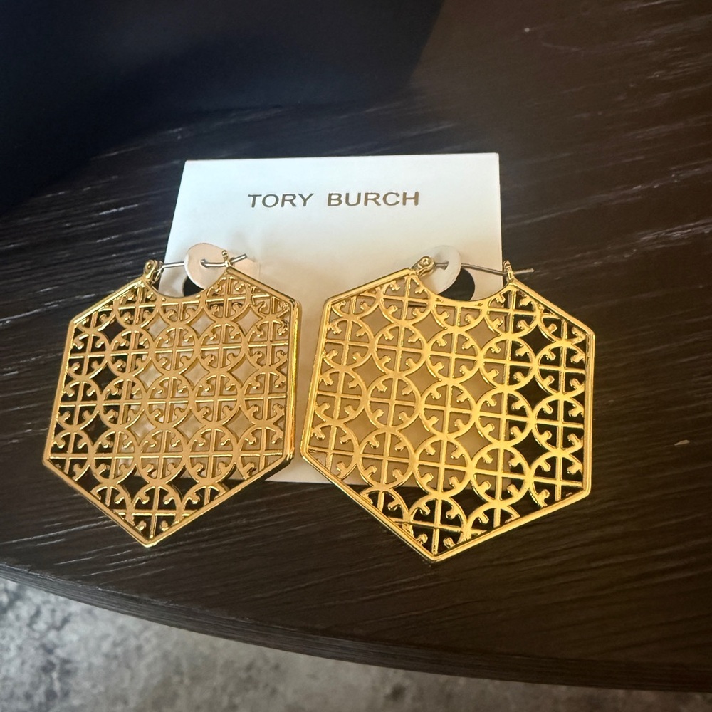 Tory Burch Gold Hexagon Earrings
